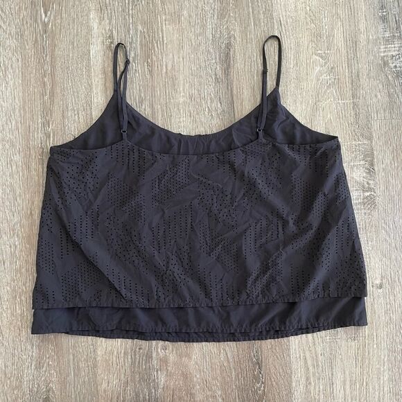 Athleta FWS Laser Cut Peforated Black Tank Top - Size: Medium - Picture 2 of 5